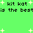 Green background with pixelated text reading "kit kat is the bestis" repeated twice, surrounded by white star shapes.