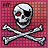 Pixelated pirate icon with skull and crossbones, red 'PIRATE' text, and animated arm movement on pink background