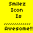 Yellow background with black text reading "Smilez Icon Is" and "Awesome!!" separated by dotted lines, displayed in a of three and two