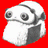Pixelated white panda with large round eyes and a small mouth on solid red background, next to black with white text "AnimeIM" and "com"