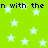 Green background with white stars and repeated dark blue text reading 'n with the n with the' across multiple
