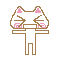 A 4x3 contact sheet of a pixel art cat character animation with pink cheeks, brown outlines, and white body across ten sampled frames showing facial expression changes from closed eyes to open eyes.