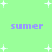 Light green background with white pixelated stars and four instances of the word 'sumer' in purple lowercase letters arranged in two