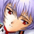 A 48x48 pixel buddy icon featuring a split composition with an anime character on the left and text elements on the right, rendered in low-resolution pixel art style.