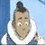 Animated icon shows a character with topknot hair and white collar, transitioning from standing pose to embracing another figure against blue background.