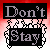 Animated sequence showing text 'Don't Stay' transforming into a black rectangle with decorative borders against red and white background.