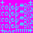 A static image with a bright pink background and repeating cyan text and symbols arranged in a pattern