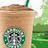 Pixelated image of a Starbucks-style drink with a green straw and logo, next to green text reading 'Caramel Frappuccino Cream' and 'Yummy Yummy in my Tummy!' on white background.