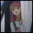 A split-screen animated contact sheet showing a pixelated anime character on the left and stylized text on the right against a black background.