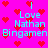 A bright pink background with red pixelated hearts and cyan text reading "I Love Nathan Bingamen" in a repeating pattern.