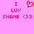 Pixelated pink background with red and pink text reading "I LUV SHANE <33" in two identical side-by-side arrangements, each featuring a pixel-art heart symbol above the word "LUV".