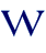 A pixelated blue capital letter W with light blue highlights on a gray background, rendered in low-resolution digital style.