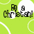 Green background with white curved lines and three white speech bubbles containing pixelated text: 'By Christian!', 'Go God!', and 'With God!' in black font.