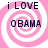Four identical pixelated images of pink and white spiral backgrounds with 'i LOVE OBAMA' text in dark blue.