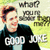 Pixelated image of a person with light brown hair wearing a dark jacket over a light shirt, with text and a small animal graphic in the background.