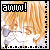 Pixelated image with 'alloy!' text in black box, orange-brown vertical streaks background, and partial figure in light clothing.