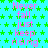 A static image with a bright cyan background covered in green star patterns, featuring repeated pink text reading "Never fall just keep rising" arranged in vertical