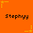 Orange background with repeated 'Stephyy' text and yellow star-shaped pixel art elements in a pattern