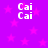 Purple background with pink stars and four white 'Cai Cai' text blocks arranged in a