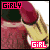 Pixelated image of a person with long blonde hair holding red lipstick, featuring text overlays in pink and black.