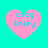 Four pink heart-shaped icons with cyan text 'cody linley' on a cyan background, arranged in a