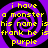 Four identical purple spiral backgrounds with black outlines, each containing yellow text reading "i have a monster his name is frank he is purple" in a pixelated font.