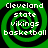 Green and black spiral background with white text reading Cleveland state vikings basketball in four identical