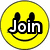 Yellow smiley face with 'Join' text, penguin holding heart, and 'FUN TEAM!' text over anime background.