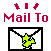 Pixelated icons show envelope shapes with green leaf-like symbols, some featuring character heads above envelopes on gray background.