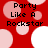 Red background with pink and white circles; black text 'Party Like A Rockstar' in four quadrants; white circles shift position between frames.