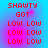 Red pixelated text on blue background with pink gradient, showing 'SHAWTY GOT LOW LOW' repeated in four quadrants.