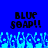 Pixelated blue background with black text reading "BLUE SOAP!!" repeated twice above a of light blue pixelated shapes resembling bubbles or foam