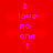 Red background with repeating heart shapes and purple text reading "I love no one!" in two vertical