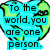 Pixelated graphic with two text blocks: left side shows a green and blue globe with black text, right side has pink bunny ears above cyan background with purple text.
