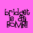 Pixelated icon with 'bridget' text above a stylized figure holding flowers, displayed on four distinct background colors.