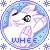 Pixelated circular icon with light blue border showing a white cartoon dragon head, closed eye on left side, and 'WHEE' text below.