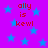 Static image with purple background and blue stars, displaying red text 'ally is kewl' repeated four times.