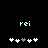 Two identical pixelated displays of 'rei' text above five heart icons, with the third icon from left changing between white and gray.