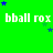 Green background with repeated white text 'bball rox' and scattered blue stars, partially cropped on the right.