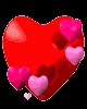 Red heart-shaped icon with multiple smaller pink hearts floating around it, animated in a looping sequence.