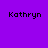 Purple background with cyan rectangular blocks and black text reading 'Kathryn' in six positions.