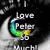 Pixelated icon with black background, white text 'Love', 'Pete', and '86', and a curved rainbow gradient arc.
