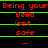 Red pixelated text on black background with green horizontal lines, repeating 'Being your Bella isn't safe' across three