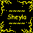 Yellow pixelated text 'Sheylo' repeated four times within a jagged yellow border on black background, with central starburst pattern.