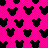 Black silhouette icons of Mickey Mouse heads on a bright pink checkered background, arranged in rows.