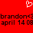 Red background with white pixelated heart symbol above black text reading 'brandon<3brandon<3 april 14 08april 14 08' in two lines.