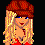 Pixel art contact sheet showing three frames of an animated character with blonde hair, red top, blue denim shorts, and gold sandals against a black background.