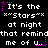Pixelated text repeats 'It's the Stars at night that remind me of U.' with pink star accents on black background.