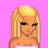Pixelated blonde woman with long hair and dark eyeliner on pink background, next to white text 'hey baby' on bright pink background.
