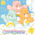 Pixelated Care Bear characters float on clouds with stars, while text reads 'sharing is caring unless...' and 'AIDS' in red.